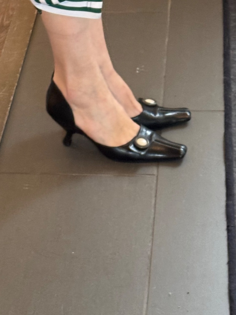 Vintage Miu Miu Black Leather Square Toe Kitten Heels Size 36 - Picture 5 of 13